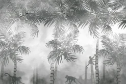 Fototapeta: Dżungla z egzotycznymi palmami i małpami