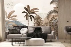 Fototapeta: Dżungla z palmami na tle gór