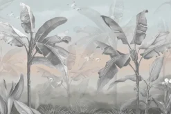 Fototapeta: Dżungla z ptakami i palmami