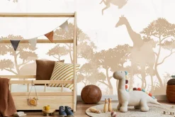 Fototapeta: Dżungla z żyrafami i małpami