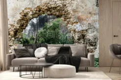 Fototapeta: Dżungla za dziurą w murze