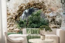 Fototapeta: Dżungla za dziurą w murze