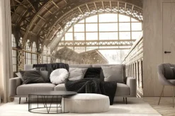 Fototapeta: Dworzec kolejowy o wschodzie słońca