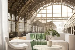 Fototapeta: Dworzec kolejowy o wschodzie słońca