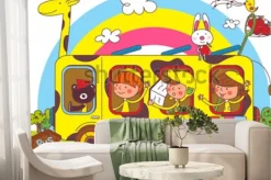 Fototapeta: Dzieci w autobusach szkolnych