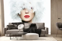 Fototapeta: Dziewczyna z piórami na głowie