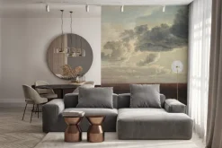 Fototapeta: Dzika łąka na tle nieba z białymi chmurami