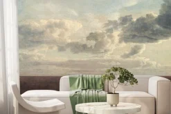 Fototapeta: Dzika łąka na tle nieba z białymi chmurami