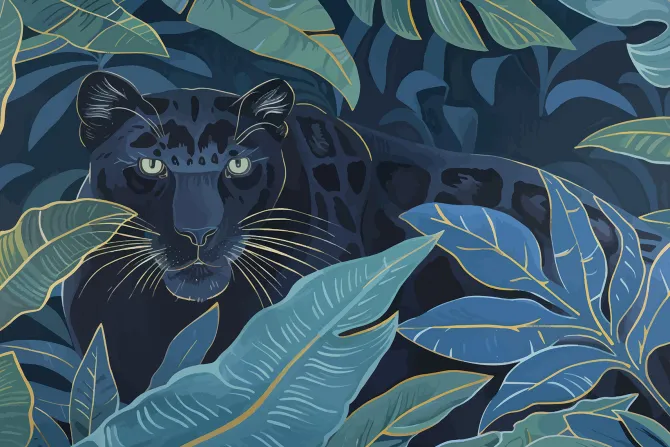 Fototapeta: Dziki kot tygrys w tropiklanej dżungli