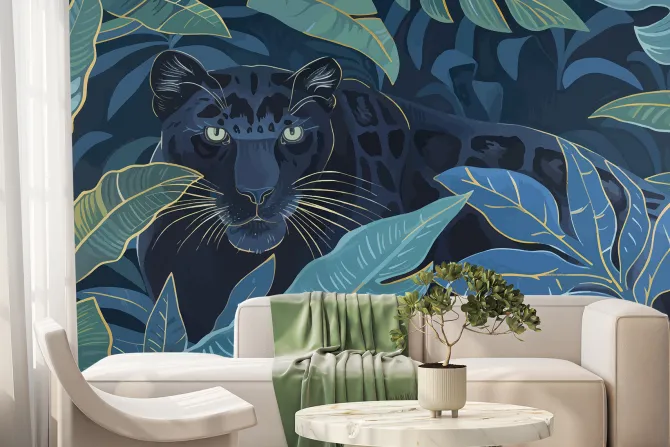 Fototapeta: Dziki kot tygrys w tropiklanej dżungli