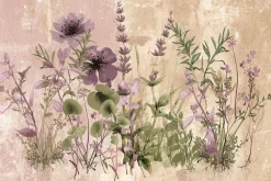 Fototapeta: Dzikie kwiaty z łąki na betonowej ścianie