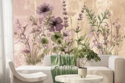 Fototapeta: Dzikie kwiaty z łąki na betonowej ścianie