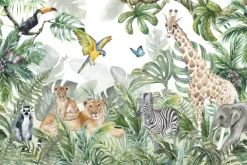 Fototapeta: Dzikie zwierzęta w akwarelowej dżungli