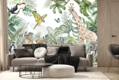Fototapeta: Dzikie zwierzęta w akwarelowej dżungli