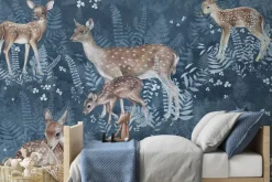 Fototapeta: Dzikie zwierzęta sarny na łące z paprociami