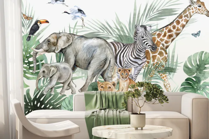 Fototapeta: Dzikie zwierzęta w tropikalnej roślinności