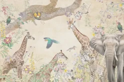 Fototapeta: Dzikie zwierzęta wśród kolorowych kwiatów