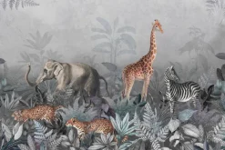 Fototapeta: Dzikie zwierzęta safari wśród tropikalnych roślin w dżungli