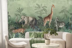 Fototapeta: Dzikie zwierzęta safari wśród tropikalnych roślin w dżungli