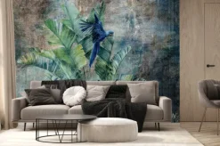 Fototapeta: Egzotyczna papuga wśród bujnych bananowców