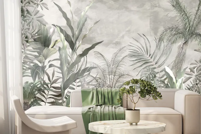 Fototapeta: Egzotyczne drzewa i liście zielonych roślin