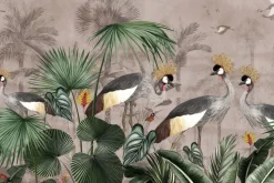 Fototapeta: Egzotyczne ptaki żurawie wśród liści