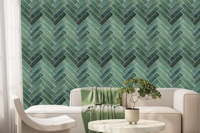 Fototapeta: Elegancka kompozycja zielonych płytek