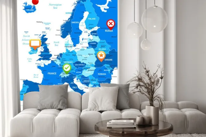 Fototapeta: Europe - map and navigation icons - illustration.image contains