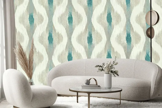 Fototapeta: Faliste białe paski na jasnym tle