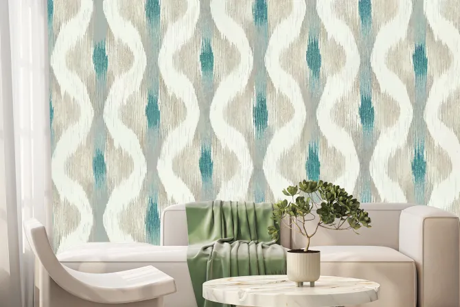 Fototapeta: Faliste białe paski na jasnym tle