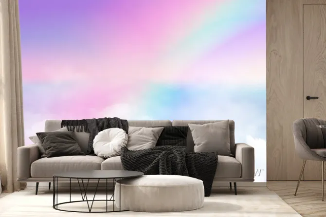 Fototapeta: Fantasy magical landscape rainbow on sky abstract big volume