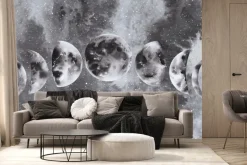 Fototapeta: Fazy księżyca na tle akwarelowego nieba