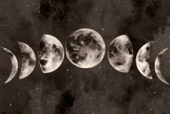 Fototapeta: Fazy księżyca na tle akwarelowego nieba