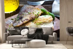 Fototapeta: Filet z ryby z oliwą z oliwek i cytryną