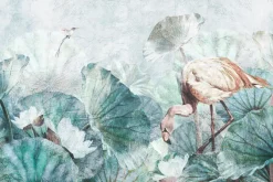 Fototapeta: Flaming wśród tropikalnych liści i kwiatów