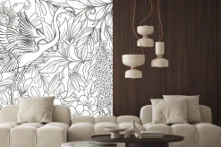 Fototapeta: Flamingo w ogrodzie kwiat fantazji. zarys strony rysunku. dobry