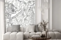 Fototapeta: Flamingo w ogrodzie kwiat fantazji. zarys strony rysunku. dobry