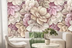 Fototapeta: Floral art, tropical design, luxury wallpaper, 3d illustration,