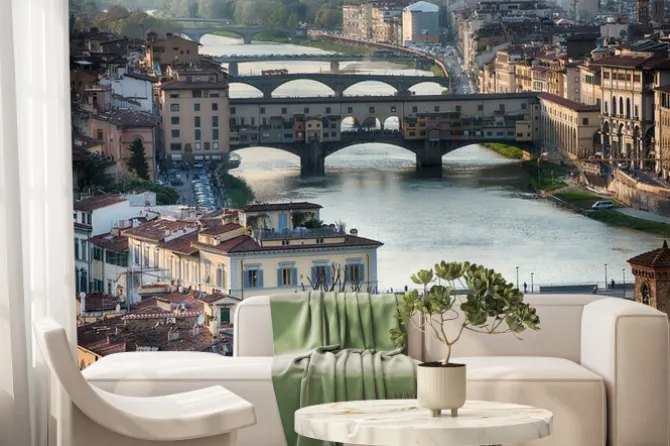 Fototapeta: Florencja ponte vecchio widok słońca