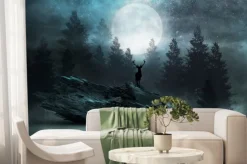 Fototapeta: Futurystyczny krajobraz nocny z abstrakcyjnym krajobrazem leśnym