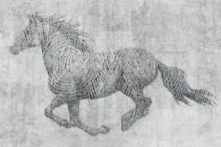 Fototapeta: Galopujący koń na betonowym tle