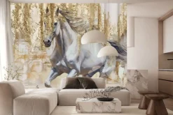 Fototapeta: Galopujący koń z imitacją złota
