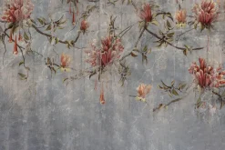 Fototapeta: Gałęzie drzew z kwiatami na rustykalnym tle