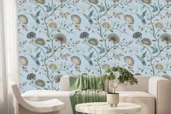 Fototapeta: Gałęzie z kwiatami wśród ptaków