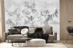 Fototapeta: Gałązki groszku na szarym betonie