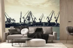 Fototapeta: Gdańska stocznia z dźwigami