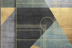 Fototapeta: Geometryczne figury w kolorach czerni zieleni i złota