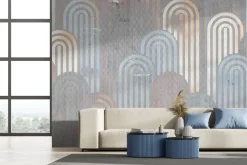 Fototapeta: Geometryczne kształty i łuki na teksturowym tle nowoczesny wzór