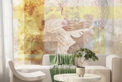 Fototapeta: Geometryczne kształty i ryby na akwarelowym teksturowym tle artystyczny