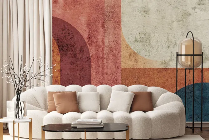 Fototapeta: Geometryczne kształty na teksturowym tle betonu